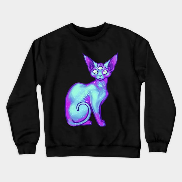 Galaxy Cat Crewneck Sweatshirt by hollowedskin